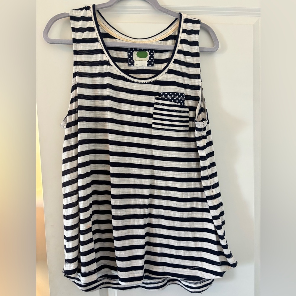 Anthropologie- Navy & White Stripe Flowy Tank Top - XL - Like New 💙🤍